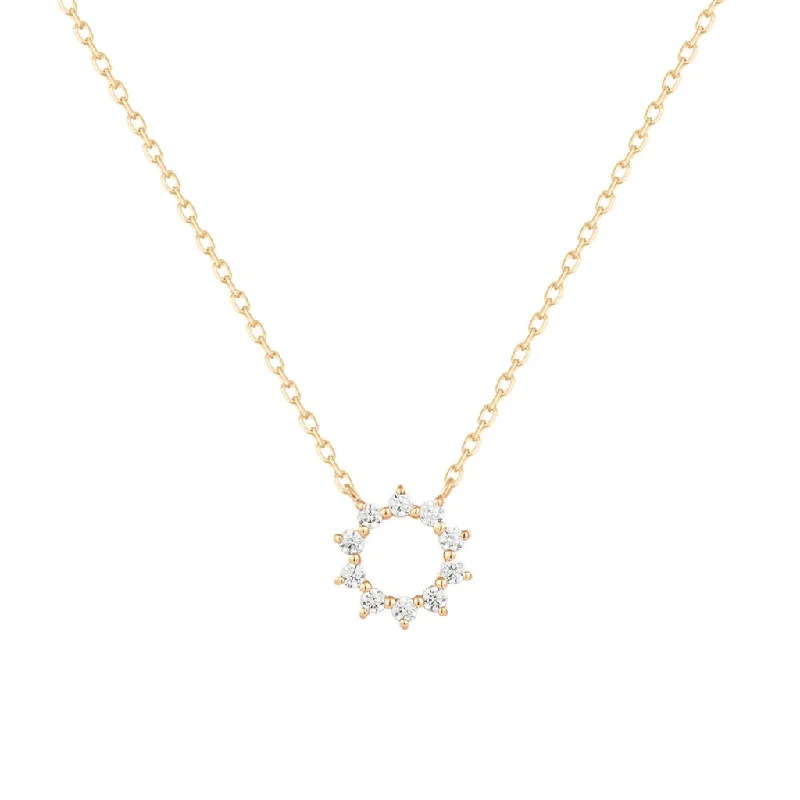 Cute Pendant Necklace-14K Yellow Gold 0.08ctw Diamond Sun Necklace by Aurelie Gi