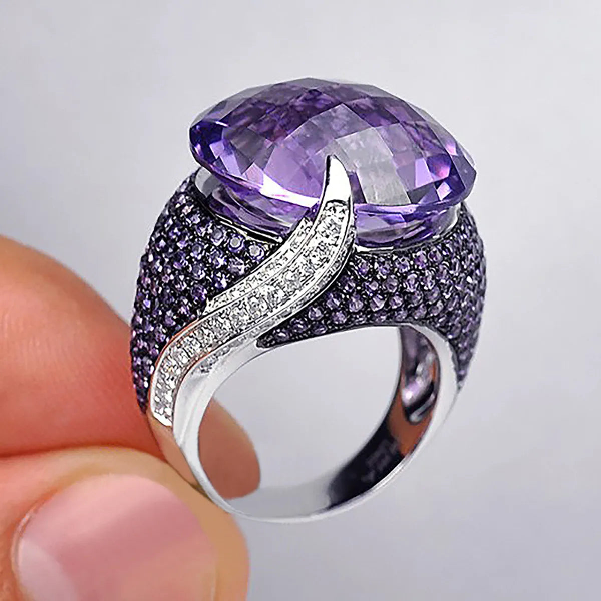 Ruby Wedding Band Set-New Classic Versatile Purple Zircon Ladies Copper Ring Jewelry Wholesale