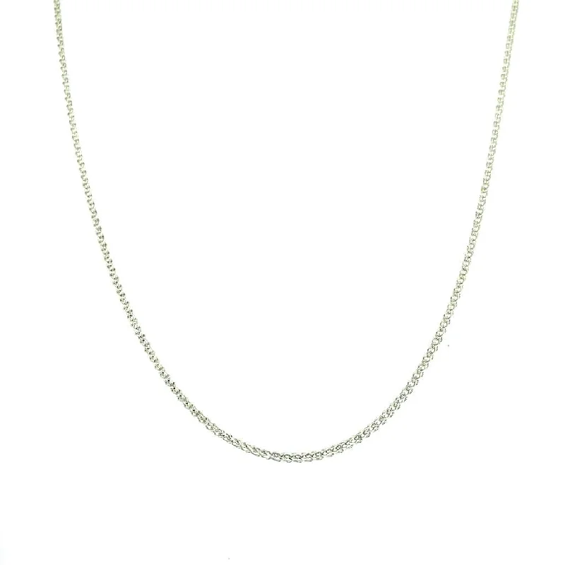 Chunky Chain Necklace-14K White Gold 1.00mm Wheat Chain Necklace