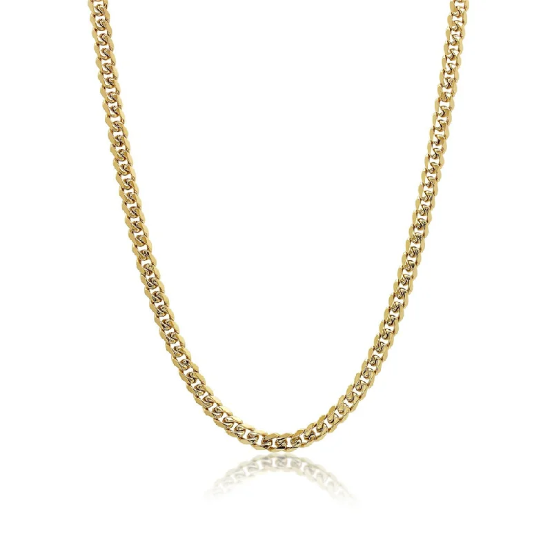 Silver Oval Necklace-Stainless Steel IP Gold Adjustable Curb Chain Men's Necklace