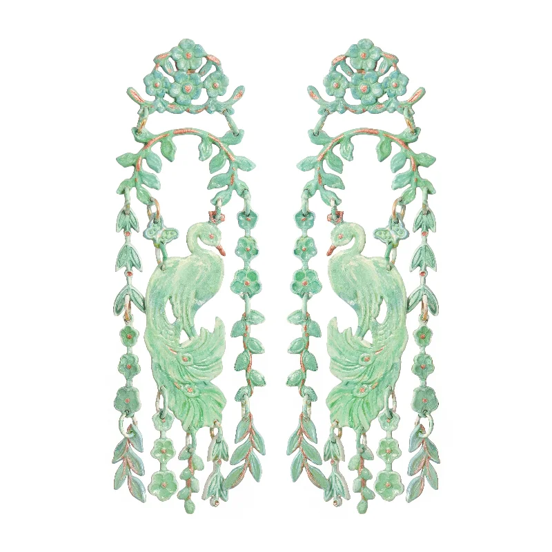 White Gold Earrings-Jade Palace Garden Earrings