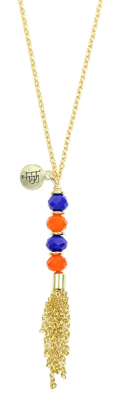 Gold Heart Pendant Necklace-The Mimi Necklace - Orange + Blue