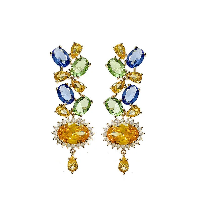 Contrast Color Crystal Earrings