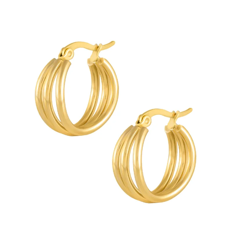 Lightweight Earrings for Summer-Lea Triple Hoop Earrings