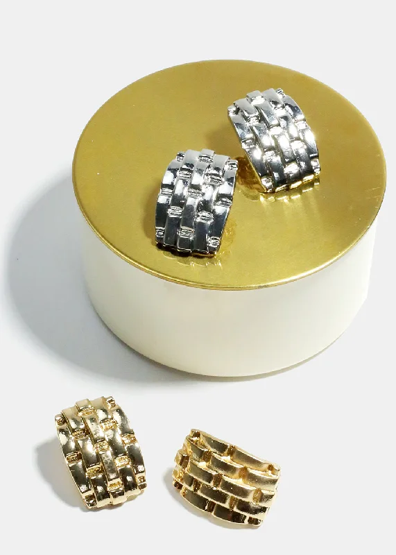 Fancy Drop Earrings-Basket Weave Stud Earrings