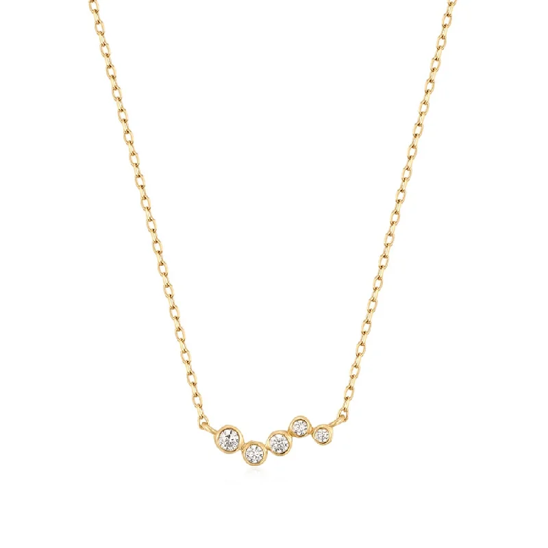 Elegant Gemstone Pendant Necklace-14K Yellow Gold 0.04ctw Diamond Wave Bar Necklace by Aurelie Gi