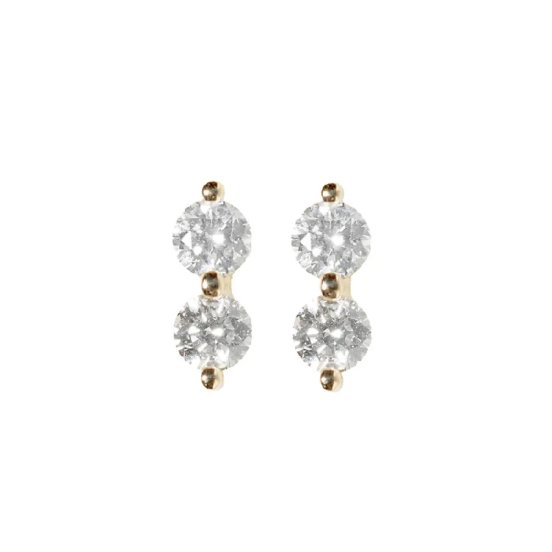 Fashion Bead Earrings-Diamond Doubles Studs