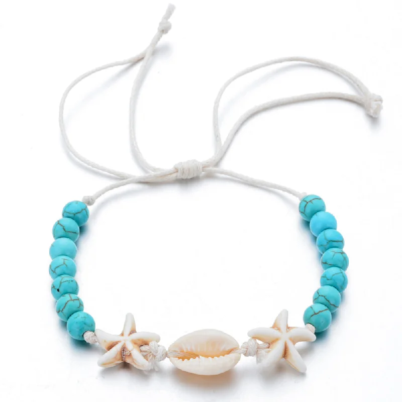 Shell Starfish-Blue Beads