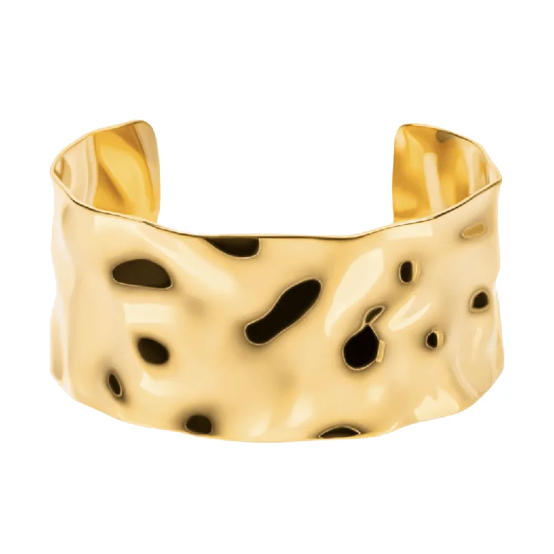 Customizable Gold Bracelet-Diana Hammered Cuff Bracelet