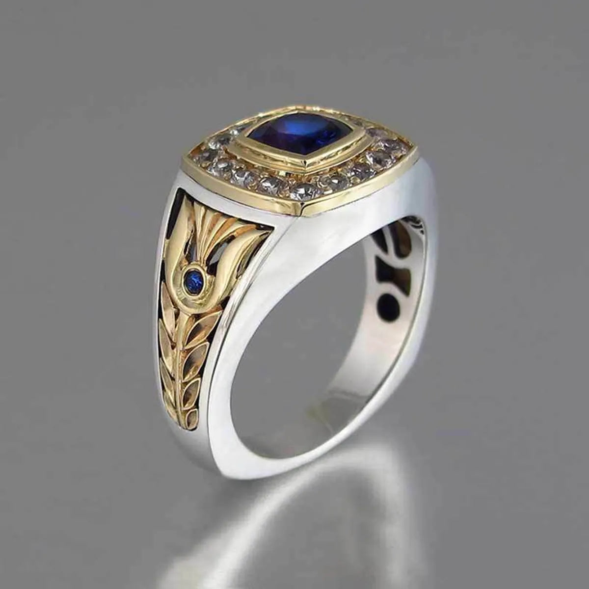 Custom Name Ring for Couples-New Jewelry Retro Fashion Two-color Copper Inlaid Zircon Men's Ring Wholesale