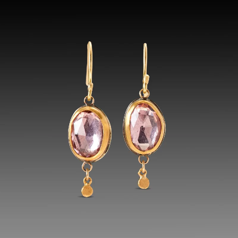 Silver Pearl Earrings-Pink Tourmaline Earrings