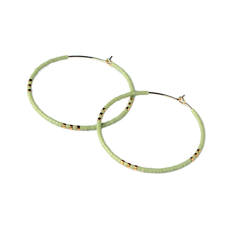 Gemstone Drop Earrings-Zoe Hoops Large - Pistachio