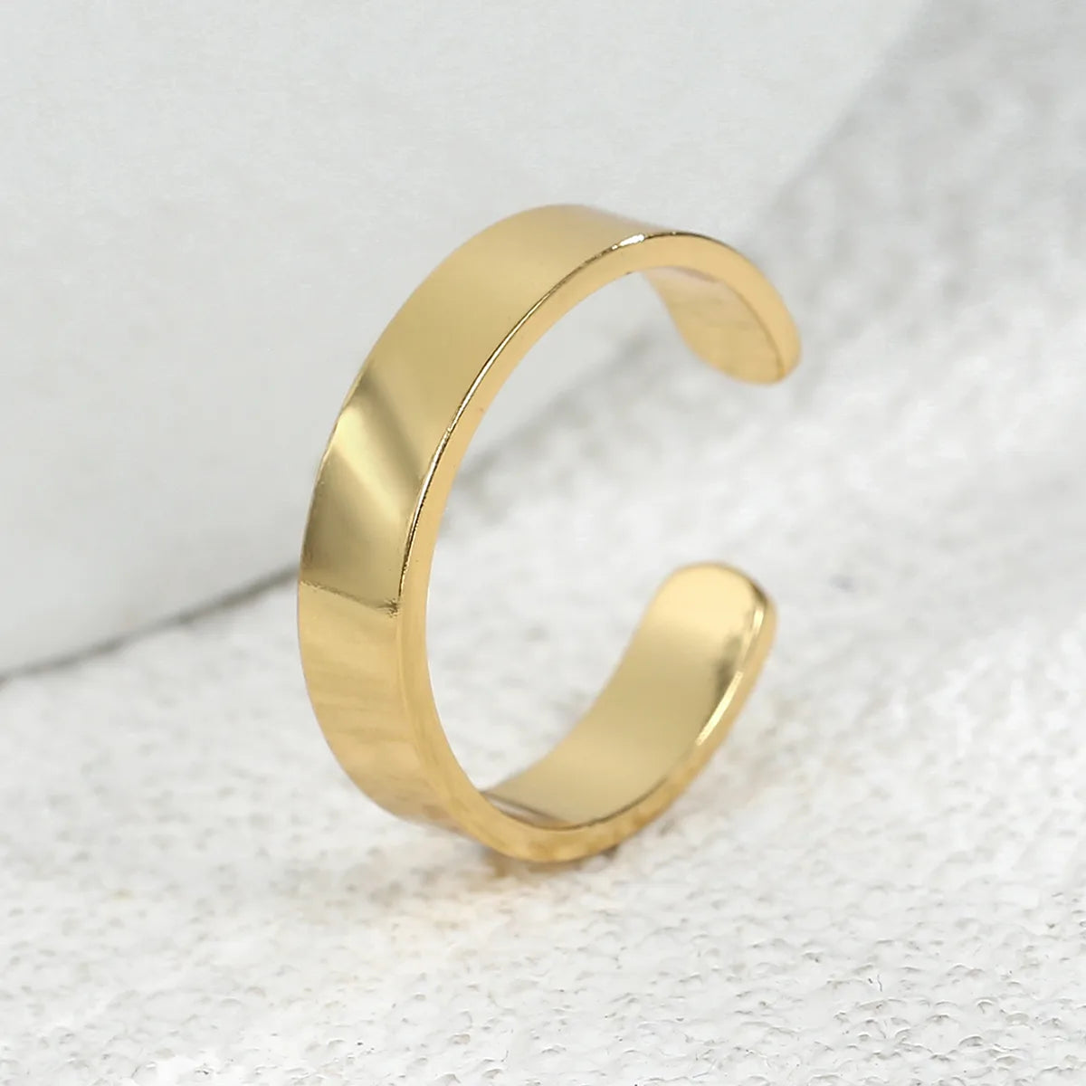 Handmade Silver Ring-Copper 18K Gold Plated Simple Style Solid Color Open Rings