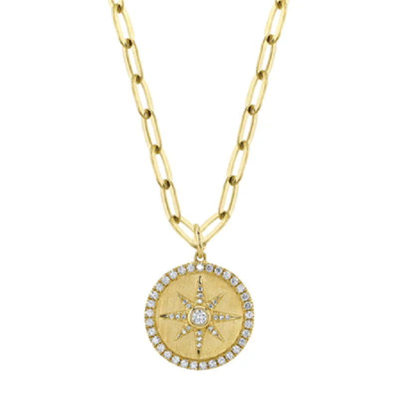 Luxury Diamond Necklace-14K Yellow Gold 0.43ctw Diamond Sunburst Necklace by Shy Creation