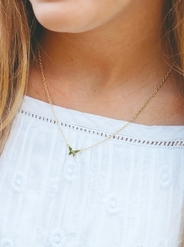 Long Gemstone Necklace-Lennyn Mini Butterfly Pendant Necklace