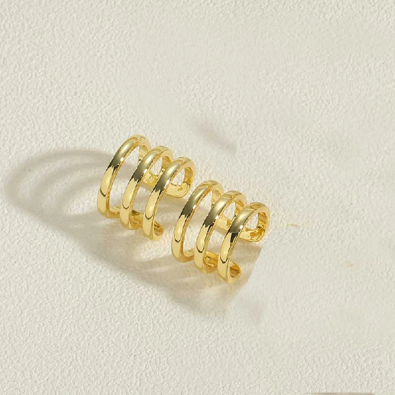 14K Real Gold 3 Layers Ear Clip