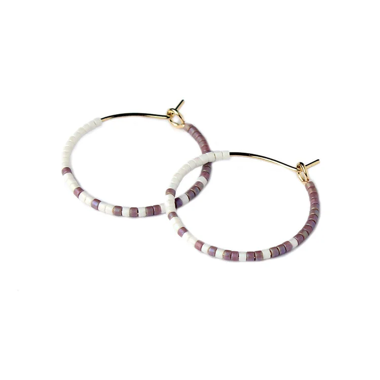 Gold Hoop Earrings-Nora Hoops SM / White