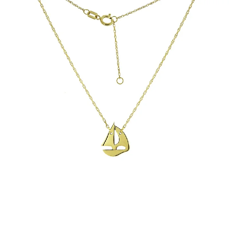 Natural Stone Necklace-14K Yellow Gold Sailboat Pendant Necklace by Midas Chain