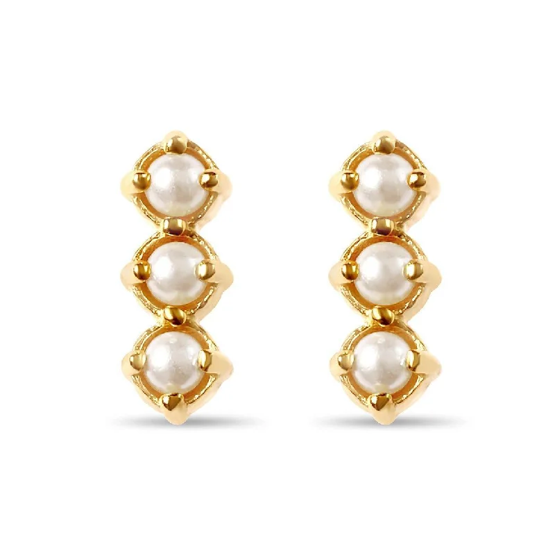 Elegant Statement Earrings-Pearl Bar Stud Earrings