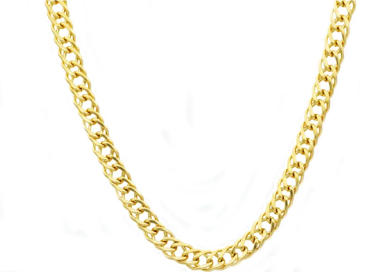 Star Shaped Necklace-Mens Gold Stainless Steel Double Link Chain Necklace