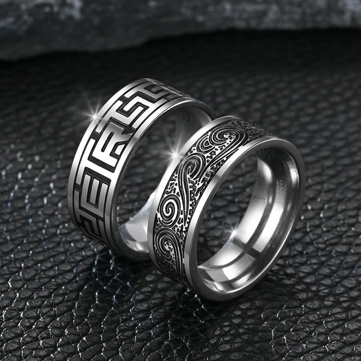 Personalized Signet Ring-Elegant Geometric Titanium Steel Polishing Carving Unisex Rings