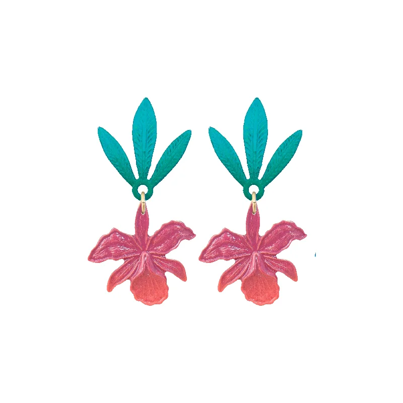 Diamond Stud Earrings-Sunset Orchid Earrings