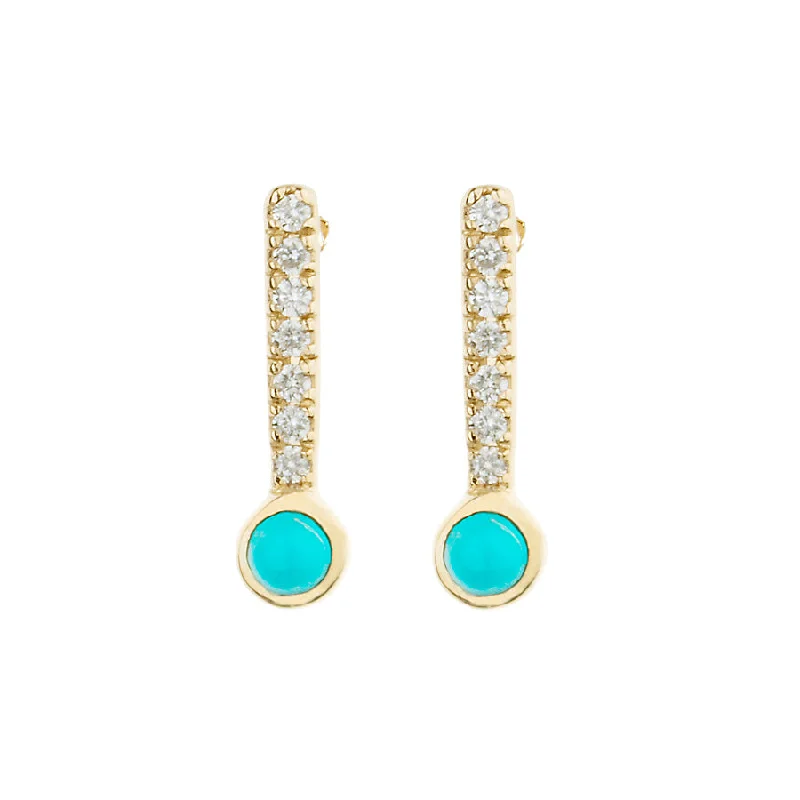 Butterfly Earrings for Girls-Diamond and Turquoise Sticks & Stones Stud Earring