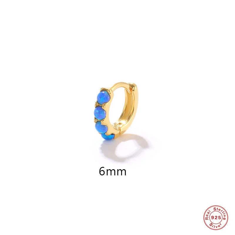 Single Gold-6mm Blue Opal