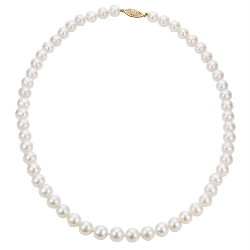 Fashion Gemstone Necklace-14K Yellow Gold 6-6.5mm Freshwater Cultured Pearl Strand Necklace