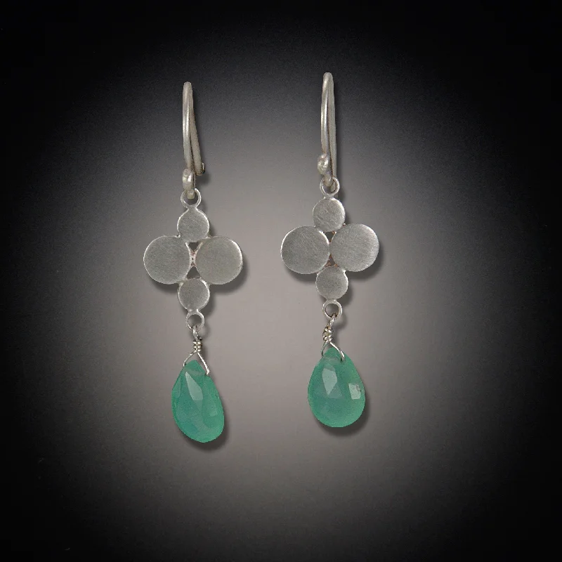 Cute Pearl Earrings-Charm Earrings with Chrysoprase Drop