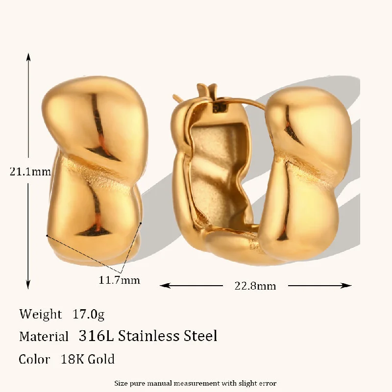 Right-Angle Concave Segmented Surface Ear Ring-Gold