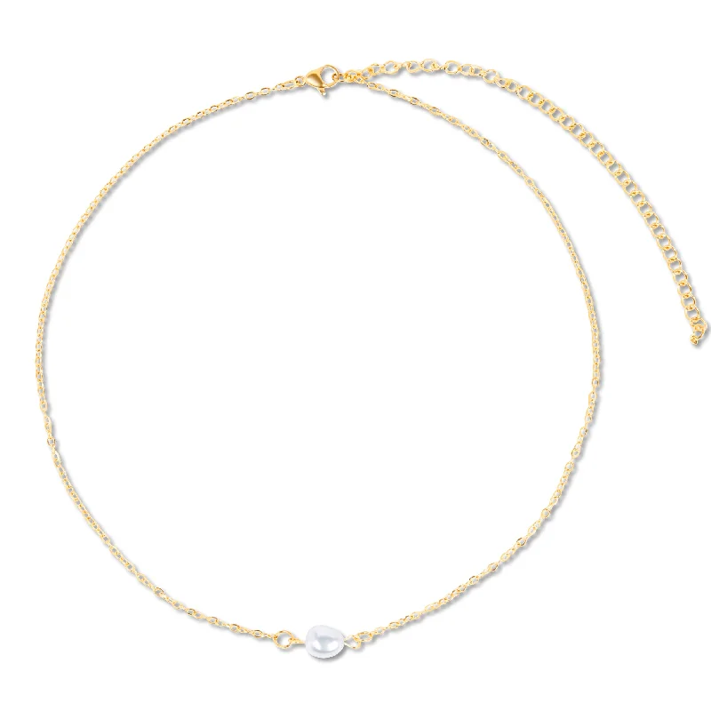 Elegant Diamond Necklace-Shayla Dainty Pearl Choker Necklace