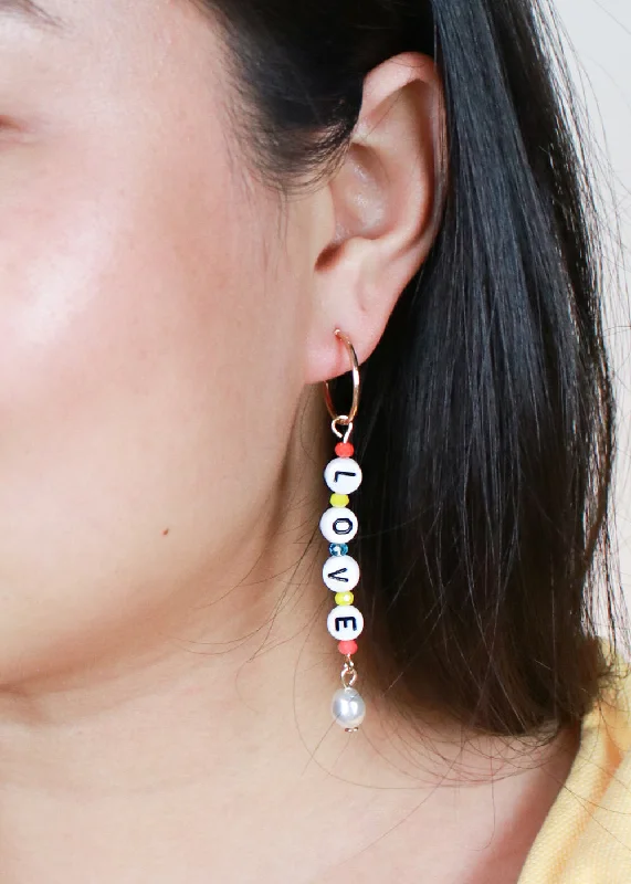 Funky Dangle Earrings-LOVE Bead Dangle Earrings