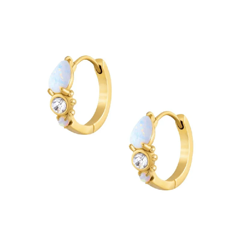 Layered Earrings for Women-Mirabel Opal Hoop Earrings