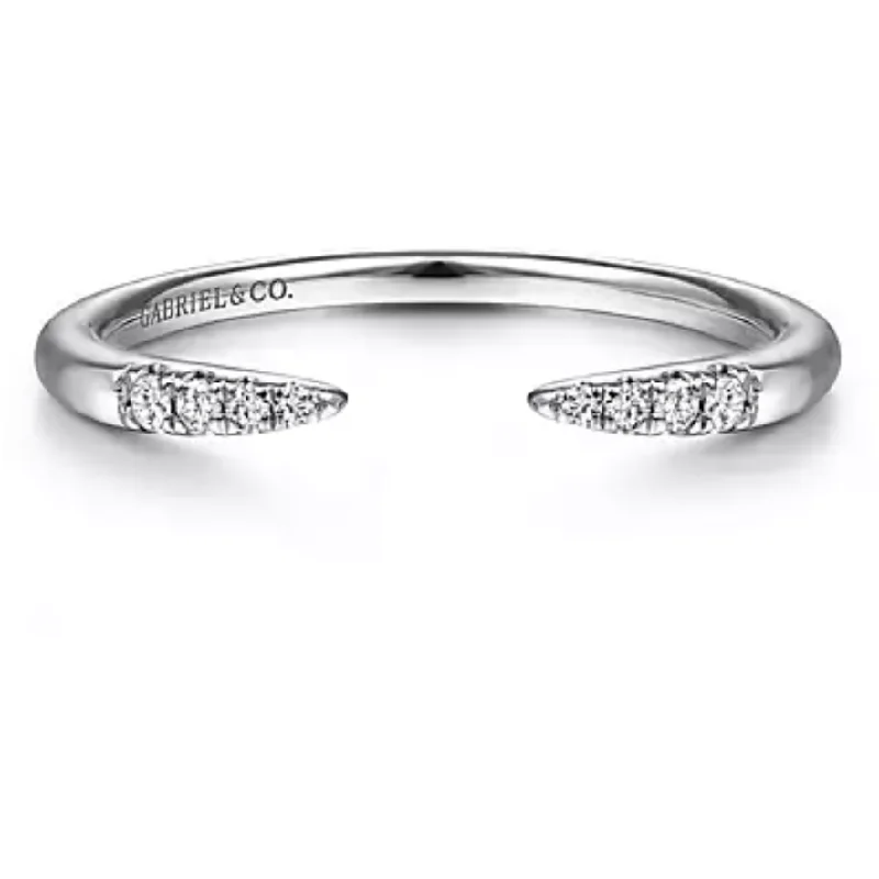 Personalized Engagement Ring Set-Gabriel 14K White Gold Open Diamond Tipped Stackable Ring