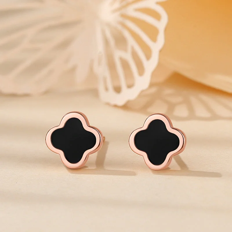 Vinyl Four Leaf Clover Ear Stud Rose Gold