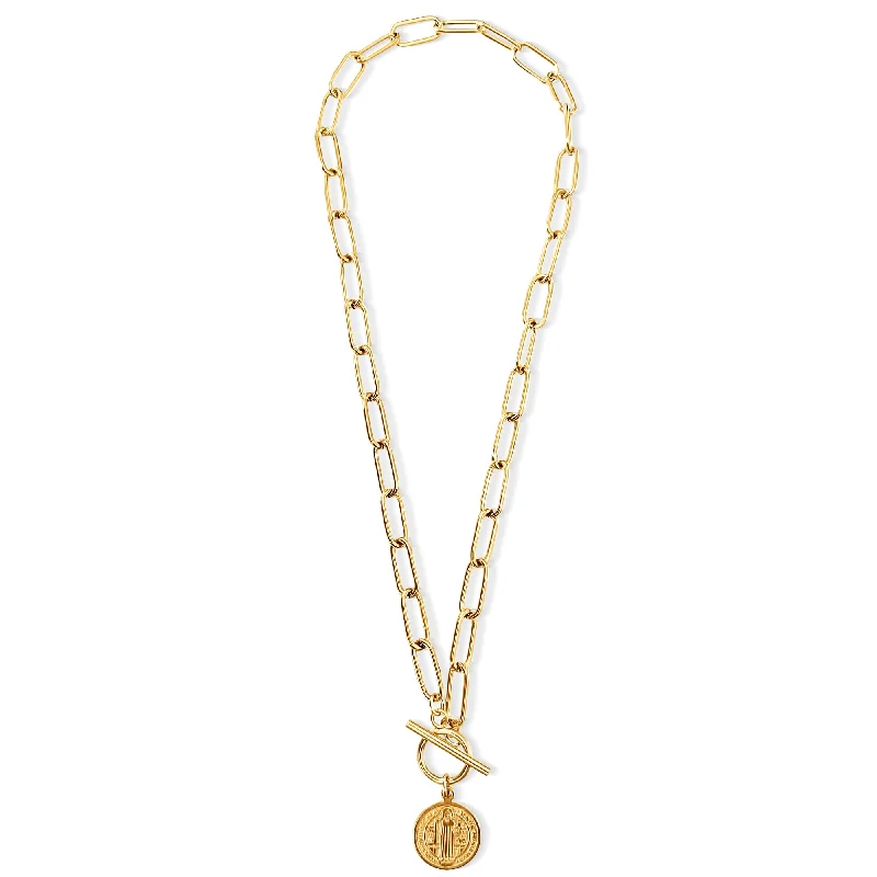 Gold Rope Necklace-Rowan Toggle Chain Coin Necklace