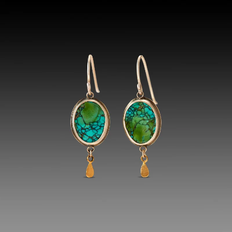 Chic Gemstone Earrings-Turquoise Earrings with 22k Drops