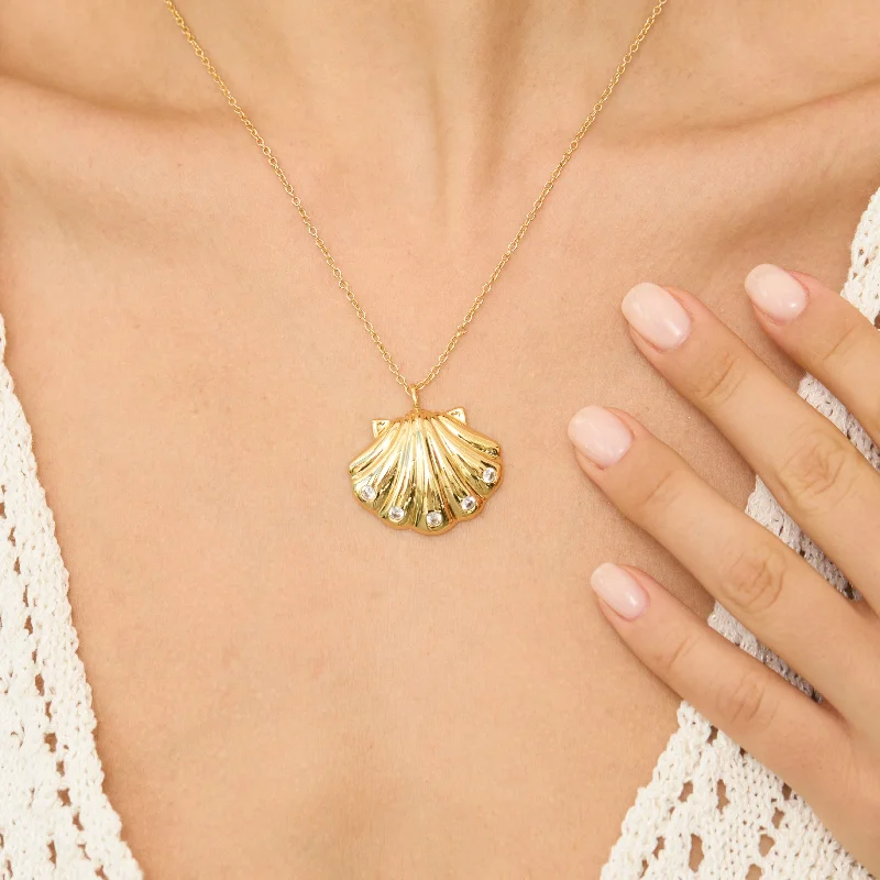 Unique Gold Necklace-Golden Seashell Necklace