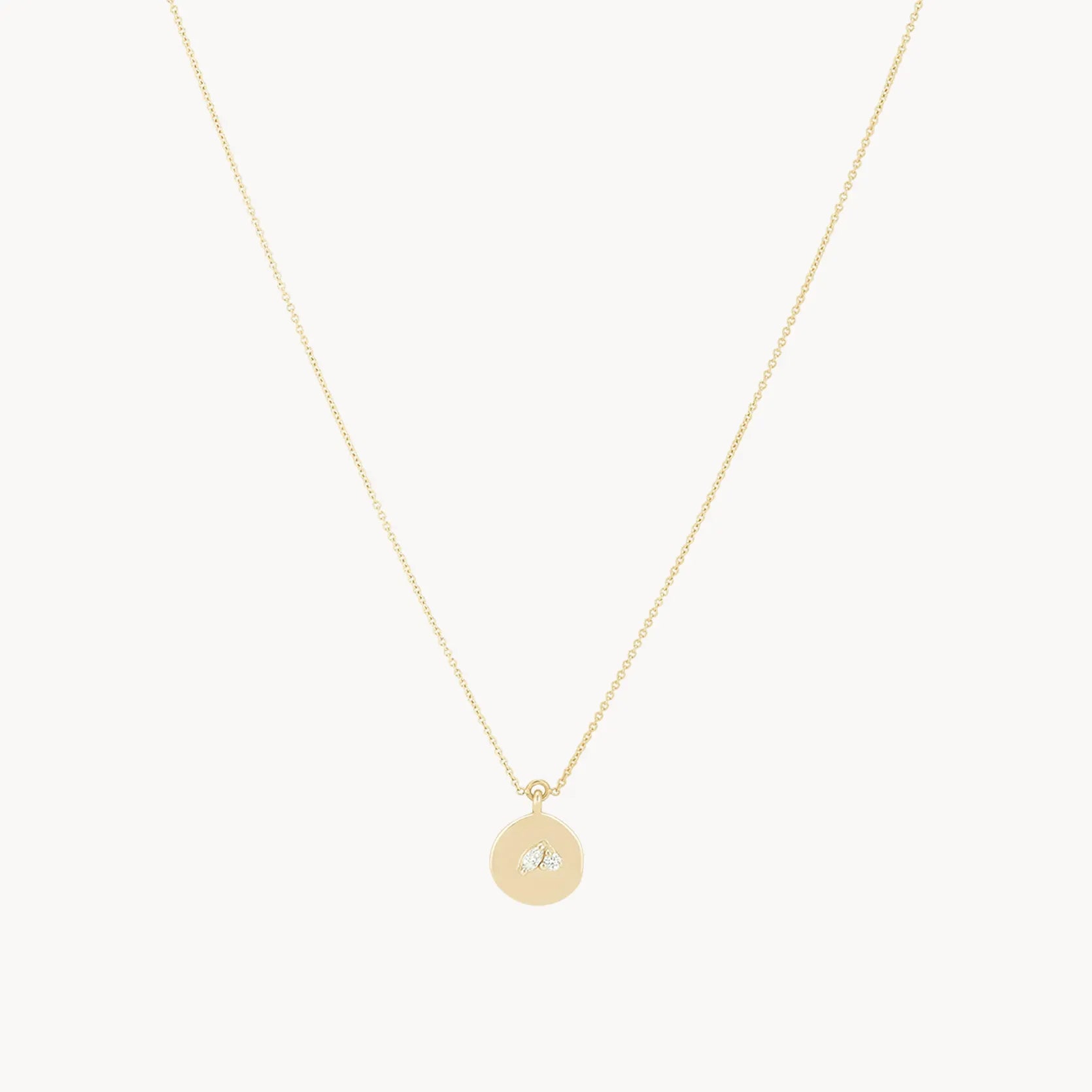 Vintage Gold Necklace-the kindred spirits lean on me medallion necklace - 14k yellow gold, diamonds