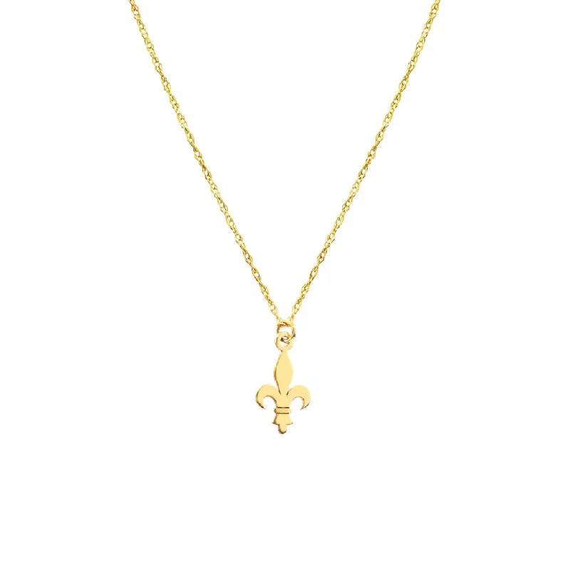 Unique Gold Necklace-14K Yellow Gold Fleur De Lis Pendant Necklace by Midas Chain