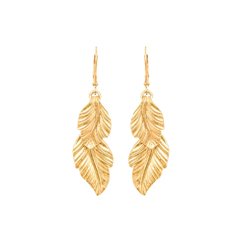 Gold Dangle Earrings-Plume Earrings