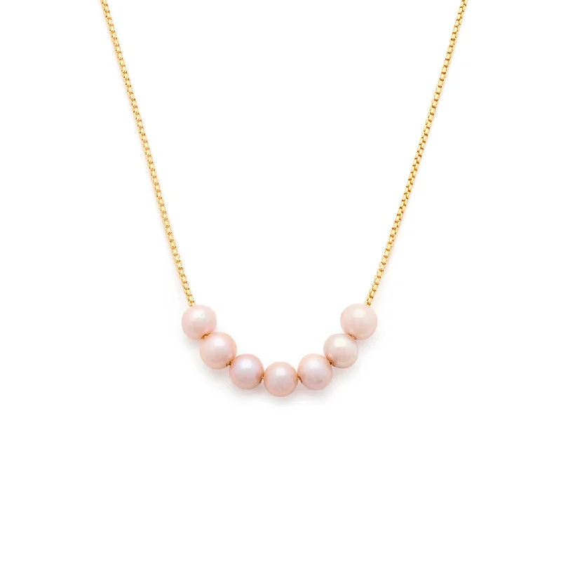 Elegant Gold Necklace-Mer Necklace | Pink Pearl