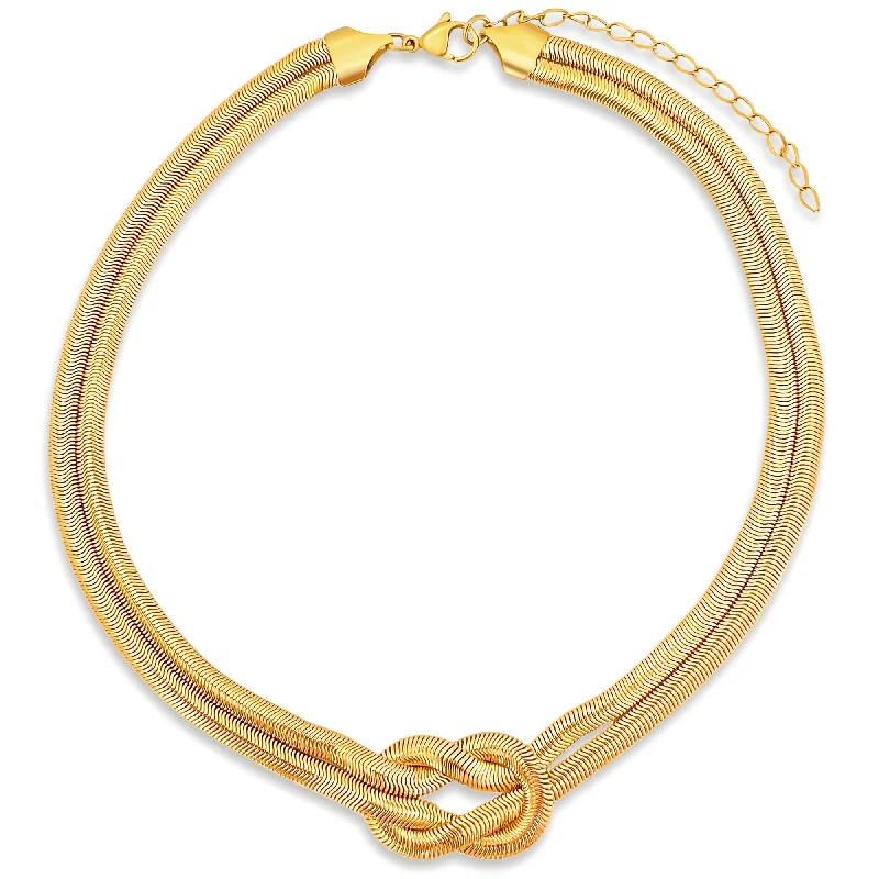 White Gold Necklace-Rhodes Knotted Snake Chain Necklace