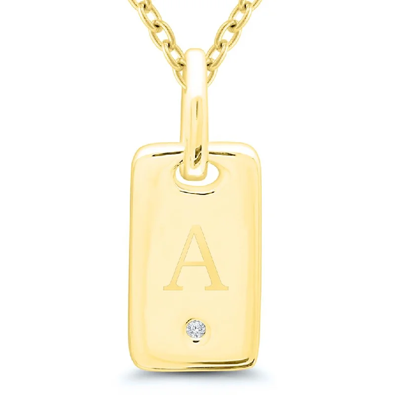 Crystal Charm Necklace-Yellow Gold Plated Diamond Inital "A" Necklace