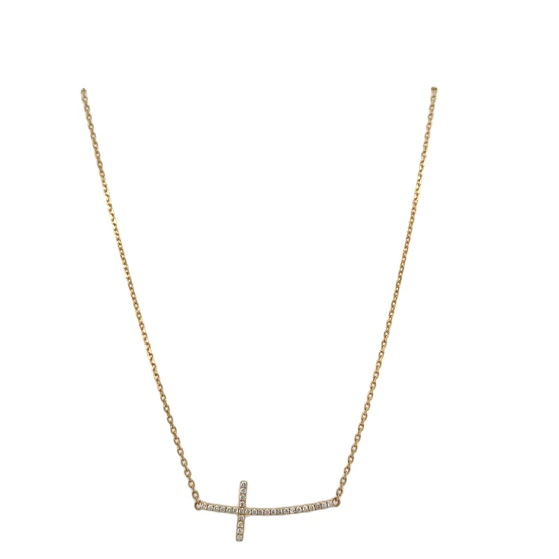 Custom Birthstone Necklace-Diamond Cross Necklace in 18k Yellow Gold