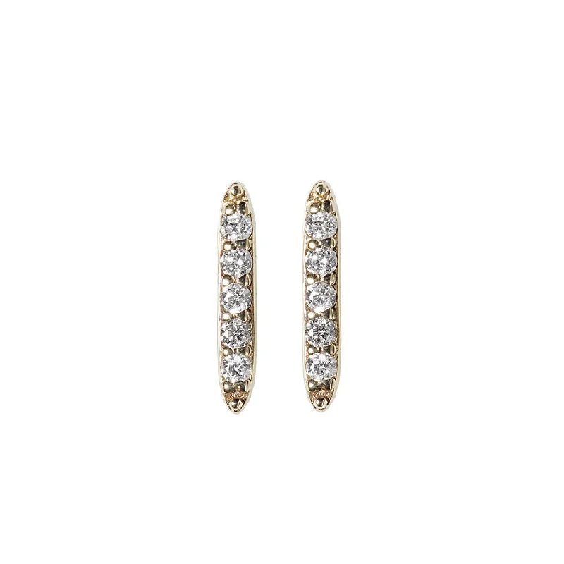 Chic Gemstone Earrings-Baby Diamond Bar Studs