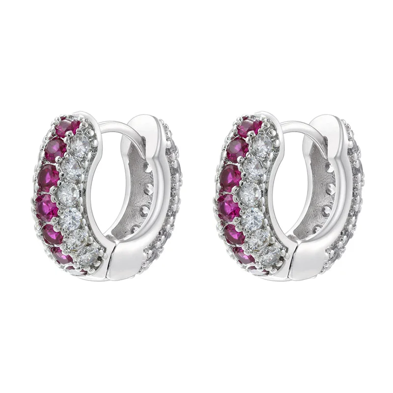 White Gold Color Rose Red Diamond 1 Pair