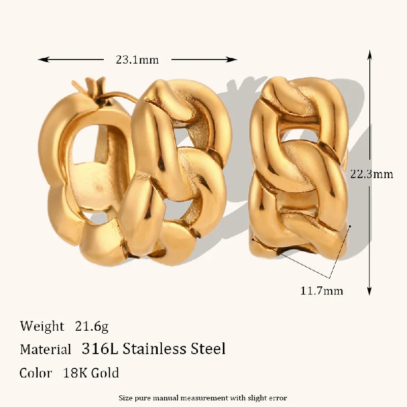 Semicircle Chain Ear Ring-Gold