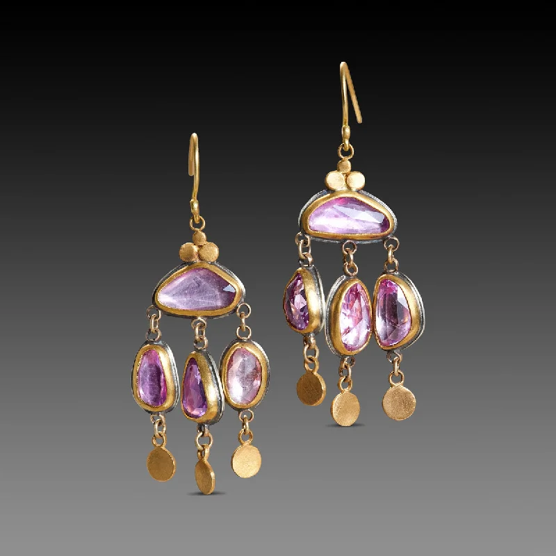 Bold Drop Earrings-Pink Sapphire Chandelier Earrings